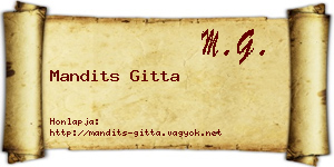 Mandits Gitta névjegykártya